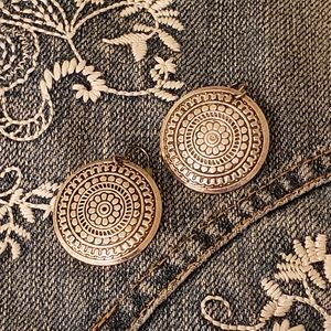 Round, Embossed, Silver Earrings